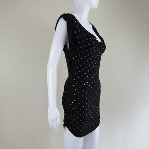 Worth Metal Studded Dress SIZE P (XS) Ruched Hemline, Stretch